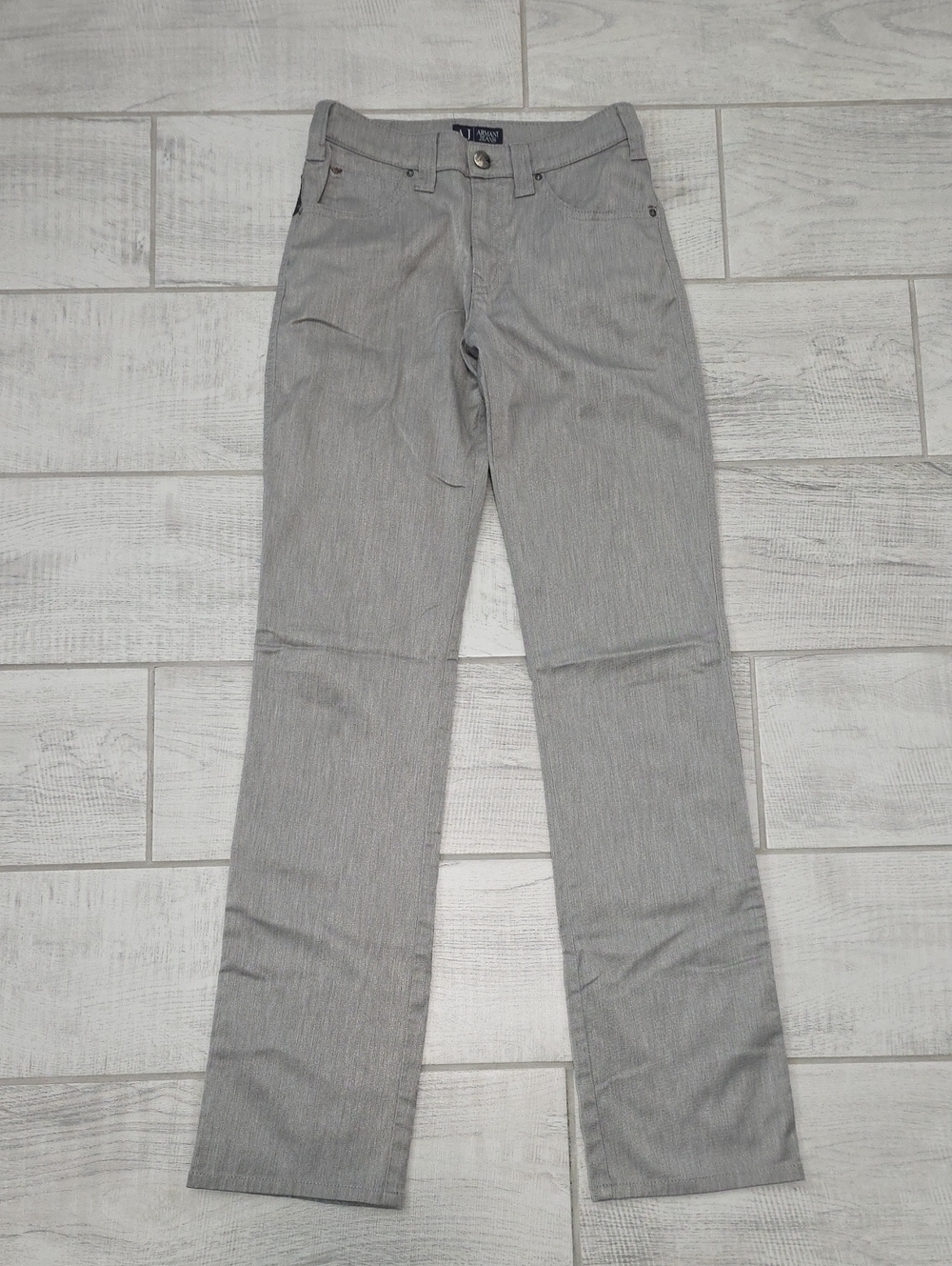 Armani Jeans Women's Size 25 Silver Pants Stretch Straight Leg